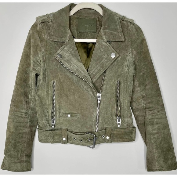 BlankNYC Herb Green Moto Suede Leather Jacket XS - Picture 5 of 10